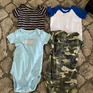 Size 6 month onesies and 1 pair of shorts